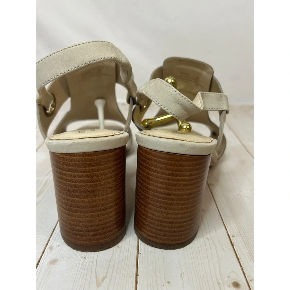 Cole Haan Sandal Heels Bone Leather Open Toe Slingback Grand Series Womens US 8M